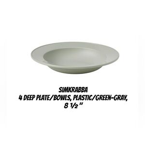 4 Green-Gray Deep Plate / Bowls - 8½"